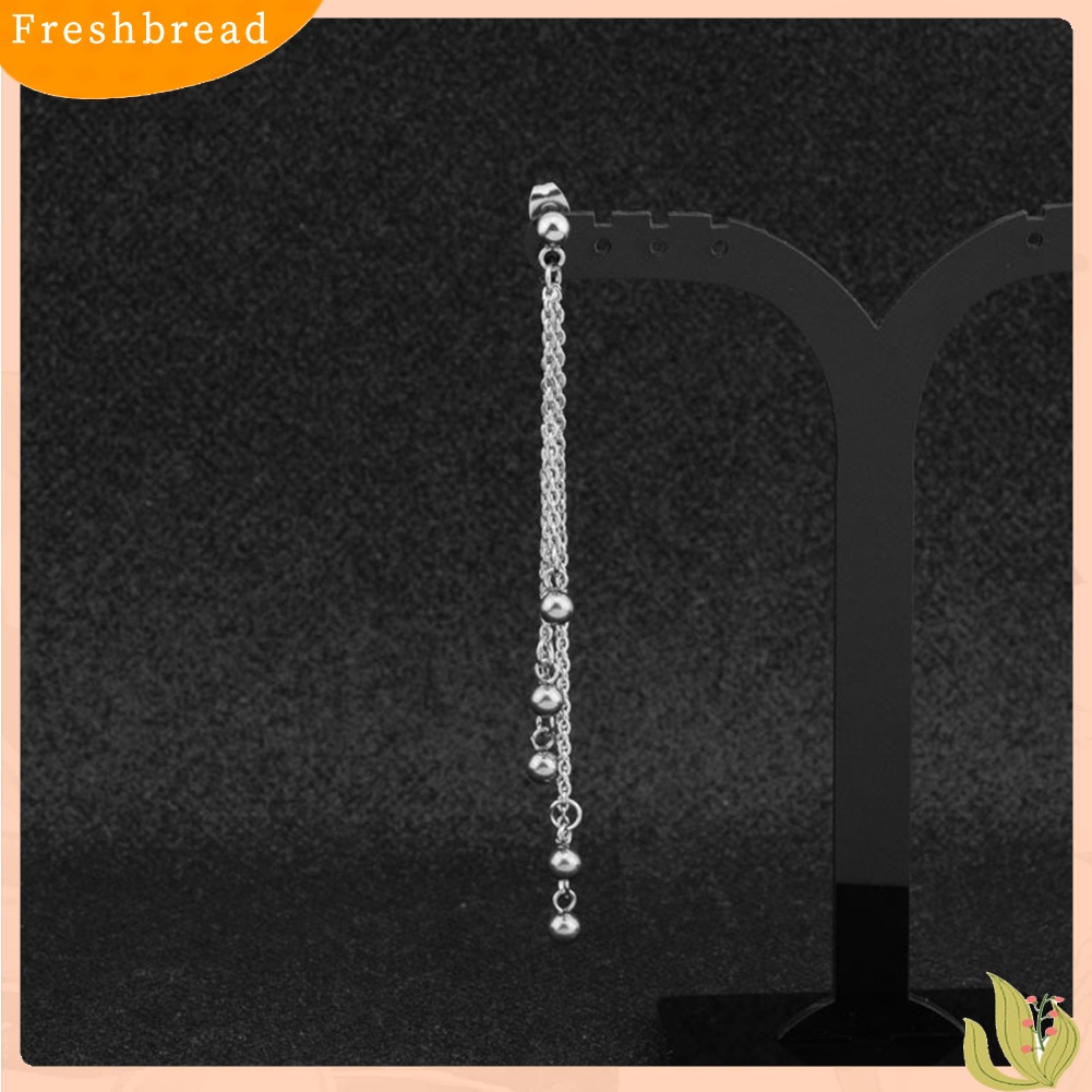 < Freshbread > 1Pc Unisex Manik Rumbai Menjuntai Stainless Steel Ear Stud Klip Anting Perhiasan Hadiah