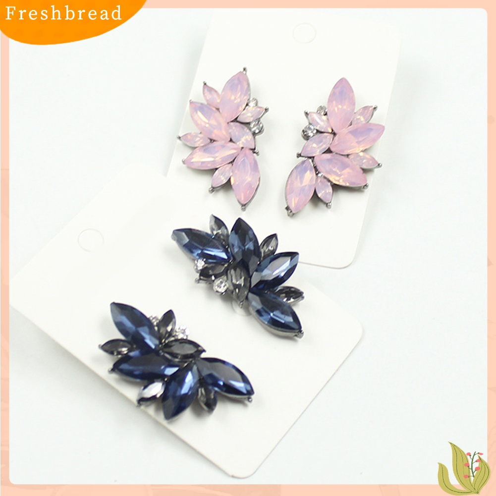 &lt; Freshbread &gt; 1pasang Fashion Wanita Berlian Imitasi Ear Drop Menjuntai Stud Earrings Perhiasan Hadiah