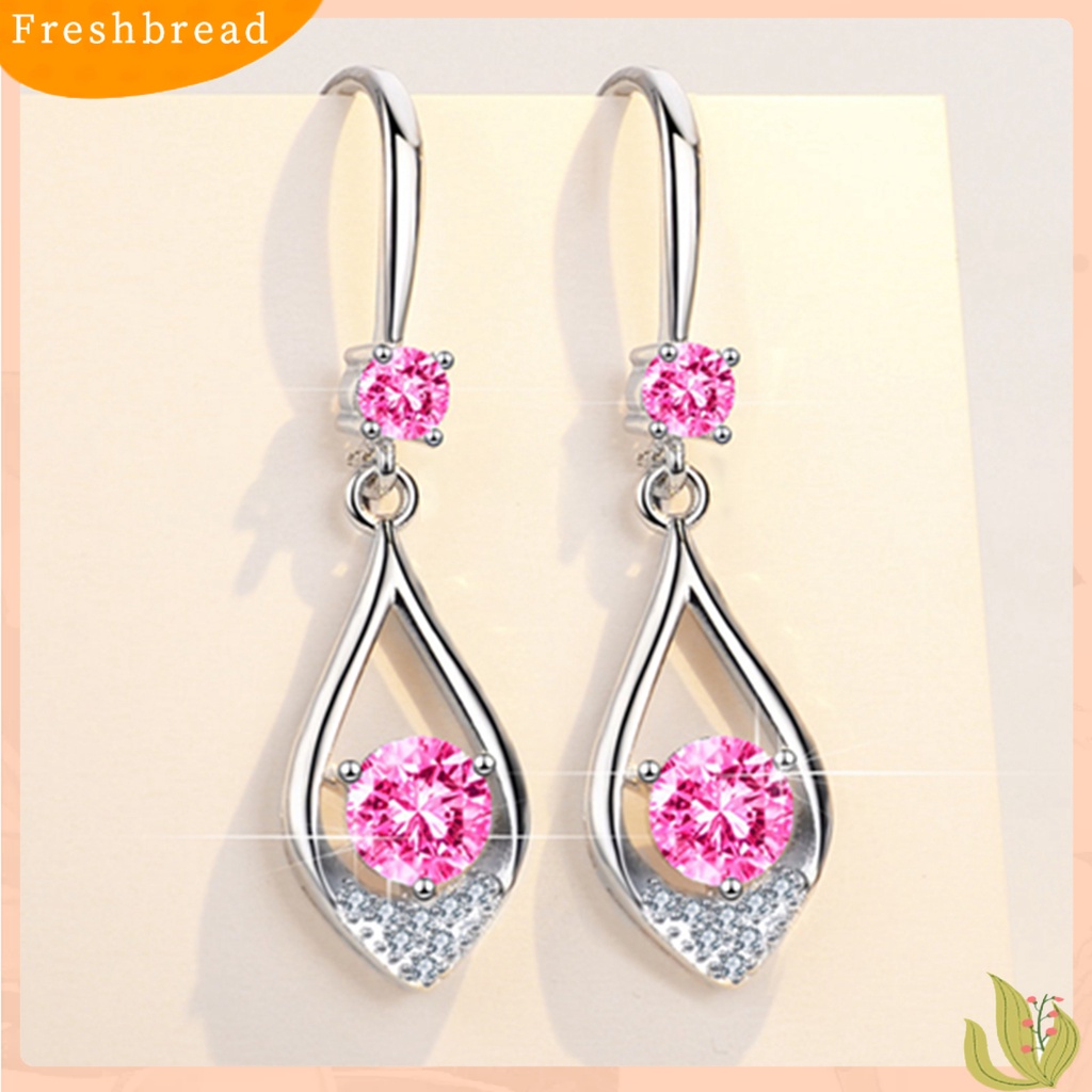 &lt; Freshbread &gt; Fashion Wanita Lucu Tetesan Air Berlian Imitasi Anti-Alergi Kait Anting Eardrop