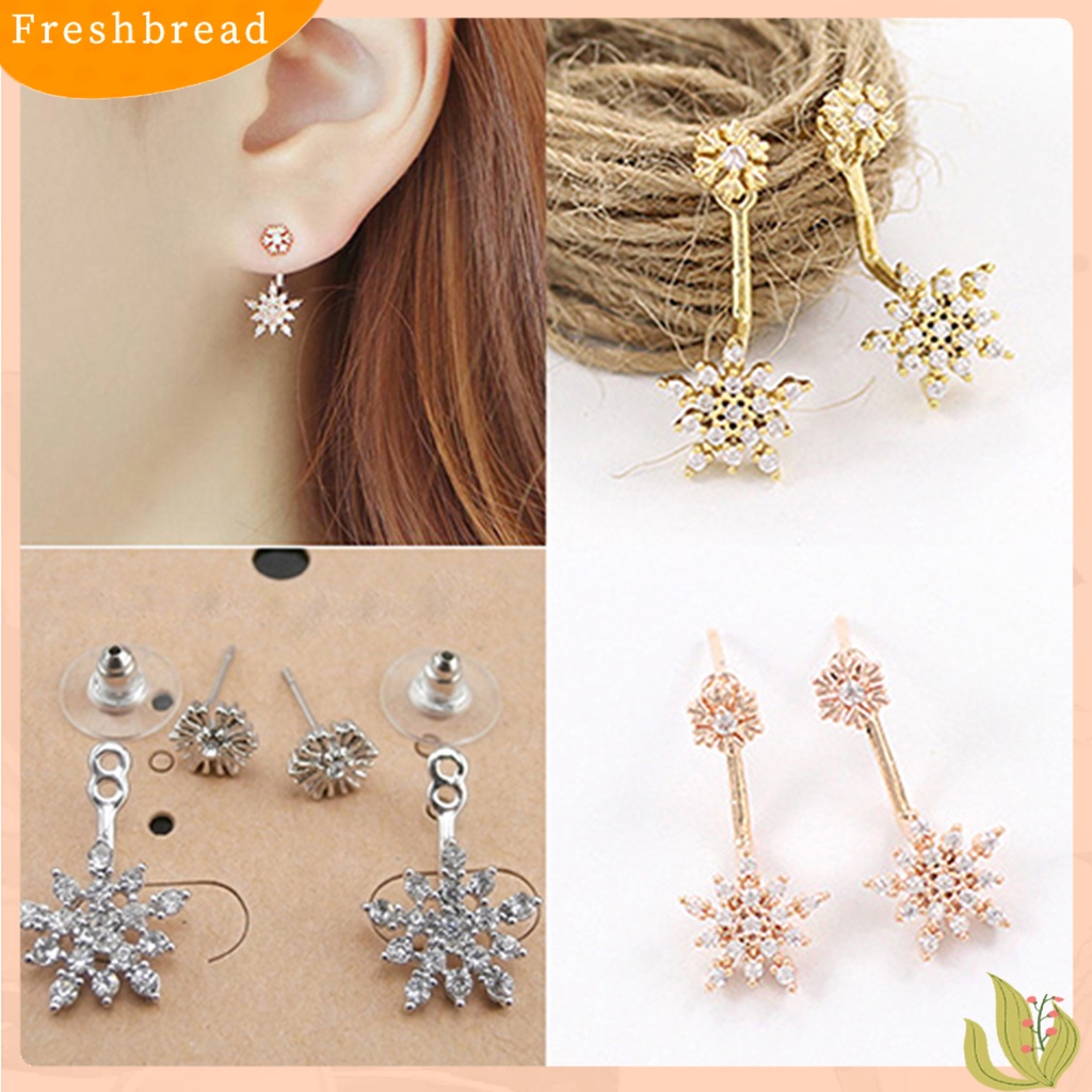 &lt; Freshbread &gt; Anting Menjuntai Kristal Berlian Imitasi Snowflake Fashion Elegan Untuk Pakaian Sehari-Hari Wanita