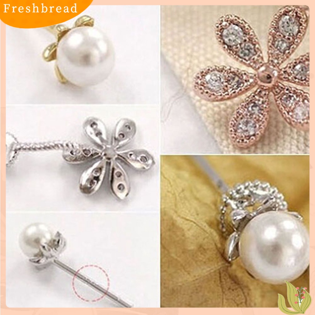 &lt; Freshbread &gt; Wanita Anting Shiny Antikarat Alloy Berlian Imitasi Bunga Mutiara Imitasi Ear Studs Untuk Belanja