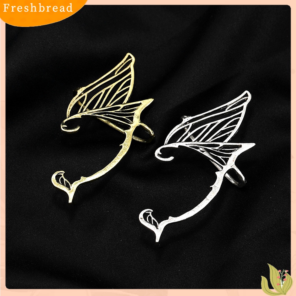 &lt; Freshbread &gt; 1Pc Klip Anting Bentuk Sayap Elf Dekorasi Timbul Alloy Vintage Alloy Metal Elf Dragon Earrings Hadiah