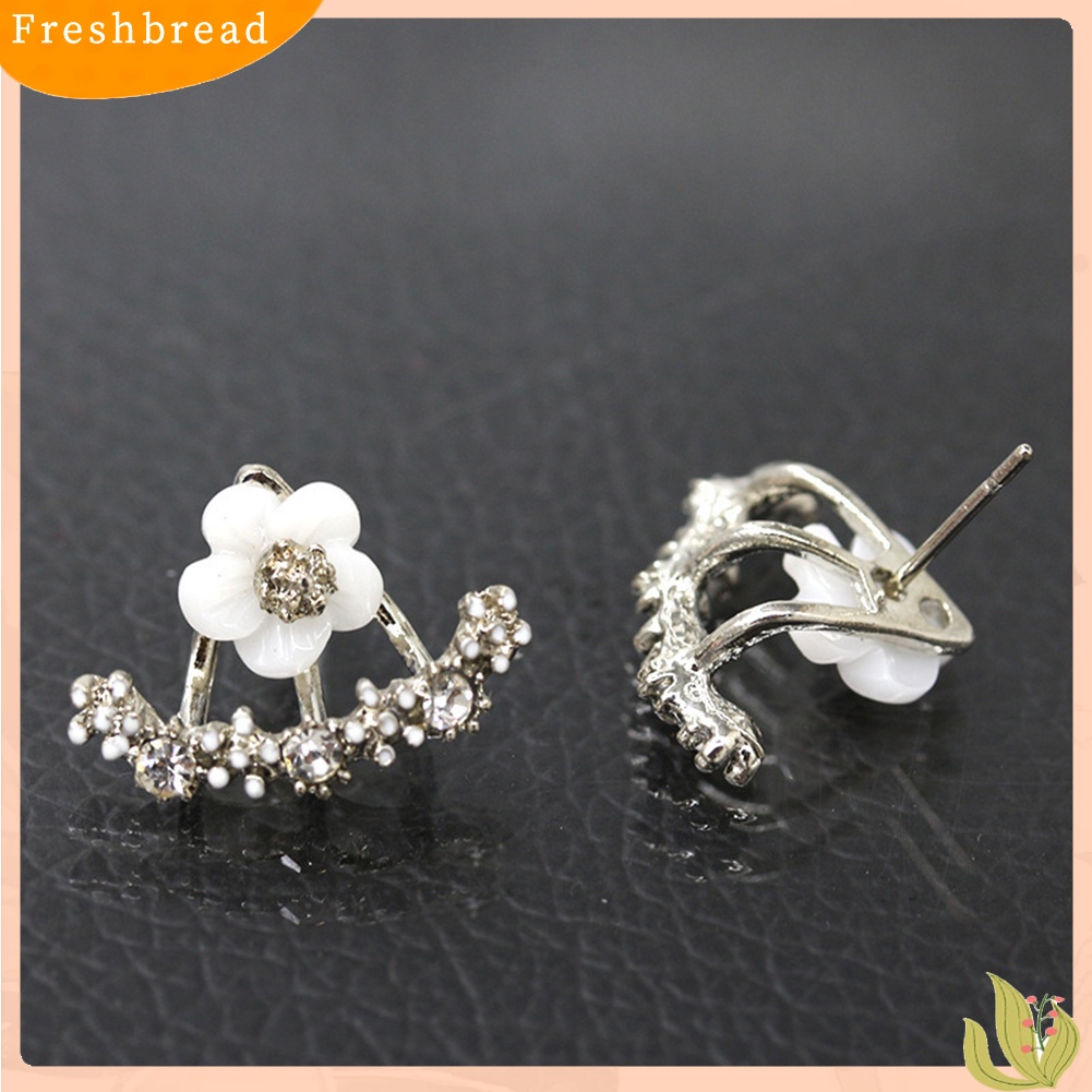 &lt; Freshbread &gt; Wanita Fashion Berlian Imitasi Hias Daisy Stud Earrings Ear Jaket Perhiasan Hadiah