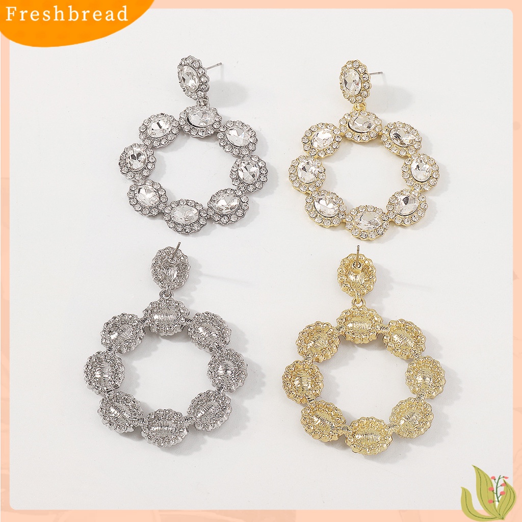< Freshbread > 1pasang Anting Menjuntai Gaya Pengadilan Vintage Berlebihan Geometris Berkilau Hias Perhiasan Hadiah Wanita Berlian Imitasi Bertatahkan Liontin Anting Telinga Giwang Untuk Perjamuan