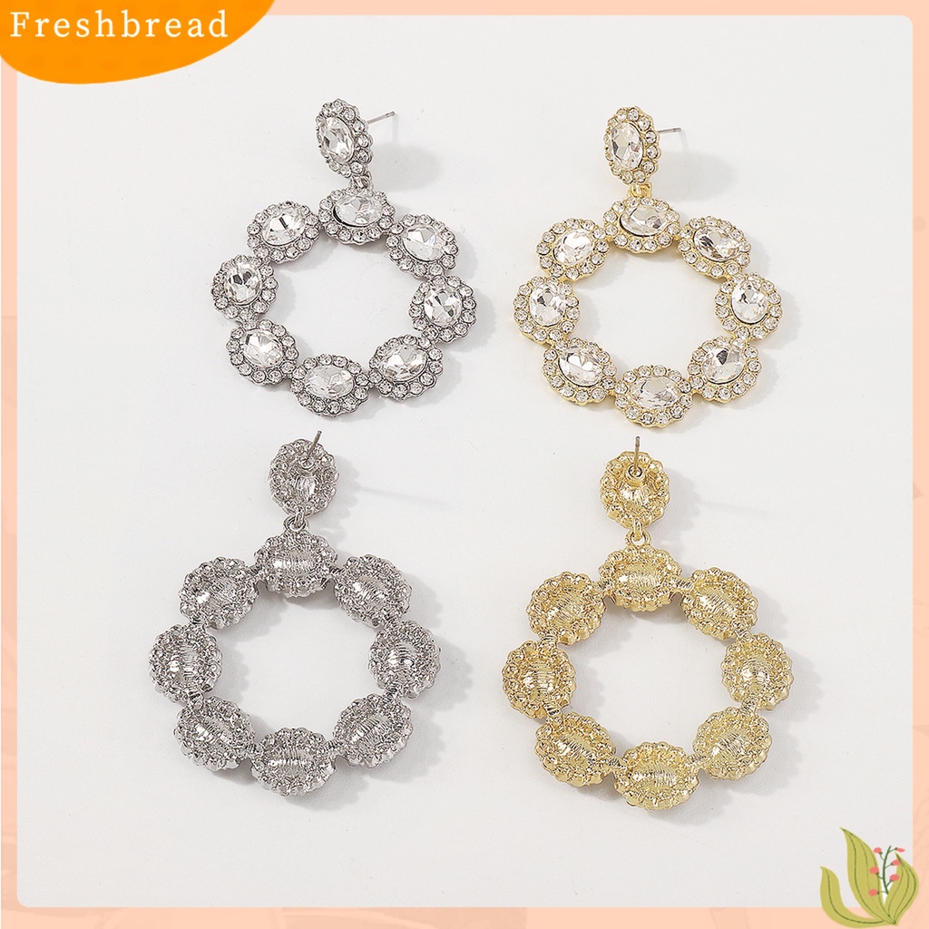 &lt; Freshbread &gt; 1pasang Anting Menjuntai Gaya Pengadilan Vintage Berlebihan Geometris Berkilau Hias Perhiasan Hadiah Wanita Berlian Imitasi Bertatahkan Liontin Anting Telinga Giwang Untuk Perjamuan