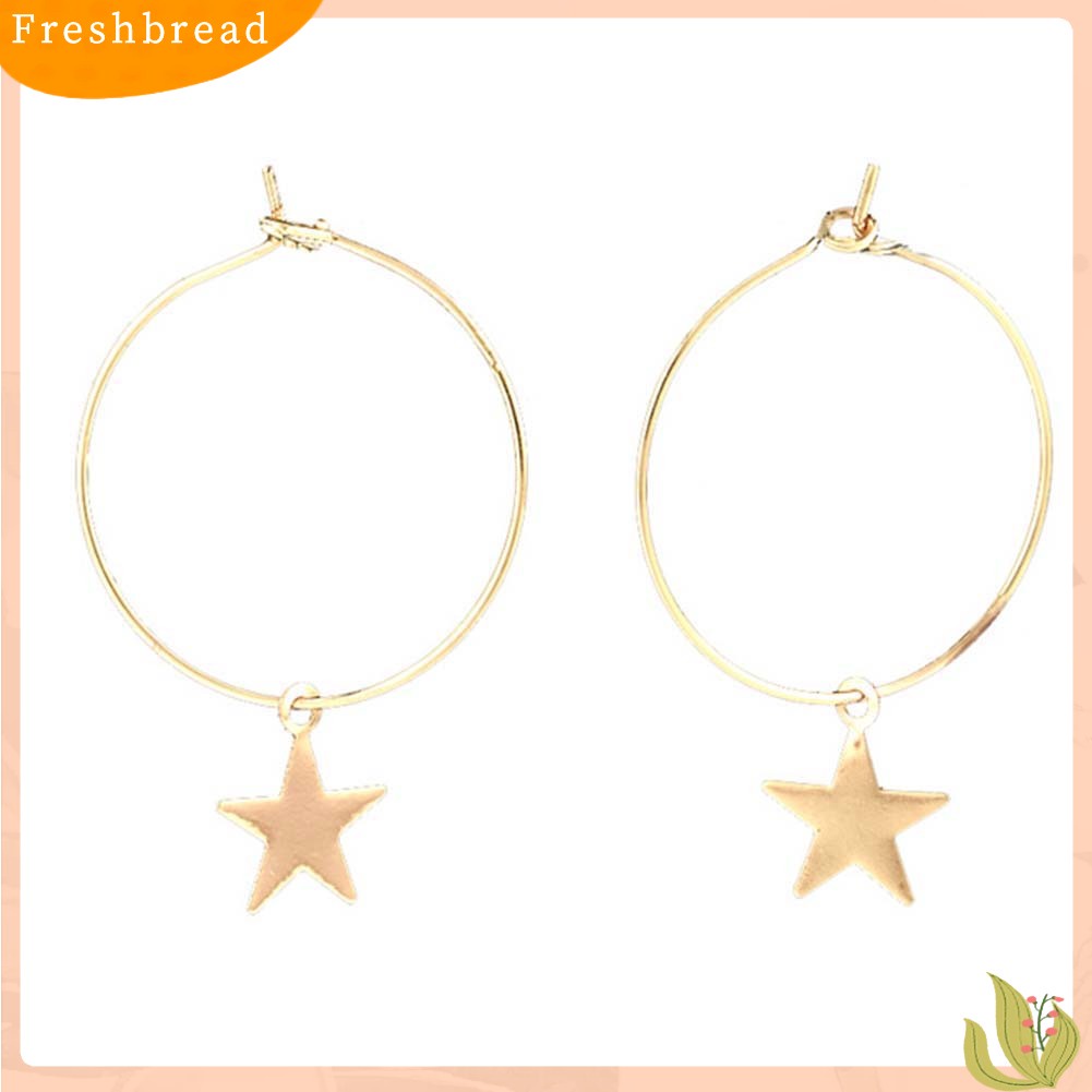 &lt; Freshbread &gt; Fashion Wanita Bintang Sederhana Pesona Lingkaran Besar Anting Hoop Pesta Perhiasan Hadiah