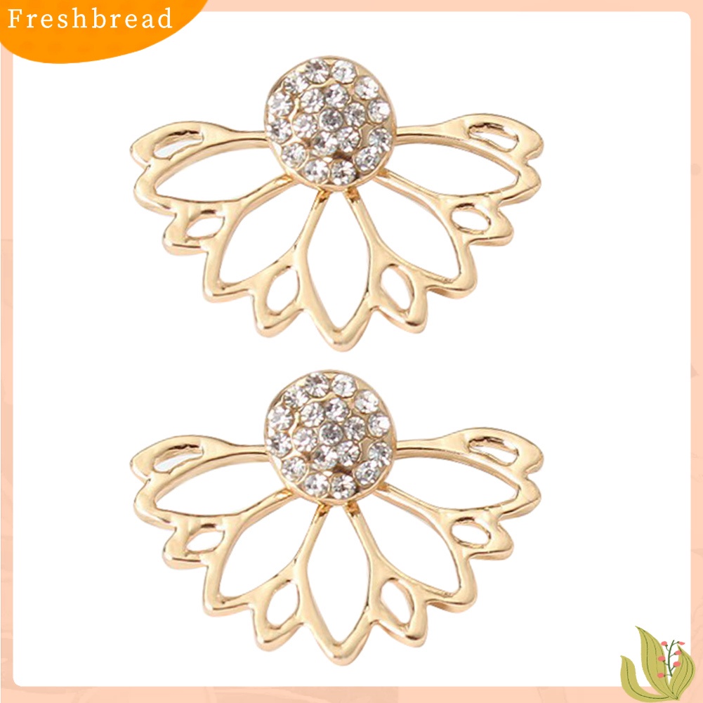 &lt; Freshbread &gt; Wanita Fashion Berlian Imitasi Mengkilap Berongga Keluar Telinga Jaket Stud Earrings Perhiasan Hadiah