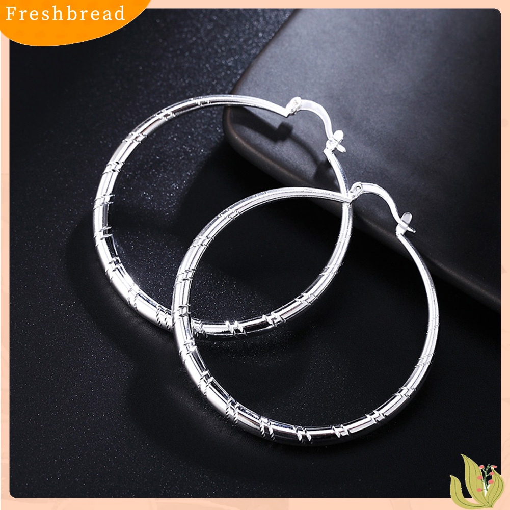 &lt; Freshbread &gt; Wanita Bergaya Bulat Besar Bentuk Lingkaran Retro Besar Hoop Earrings Perhiasan Hadiah