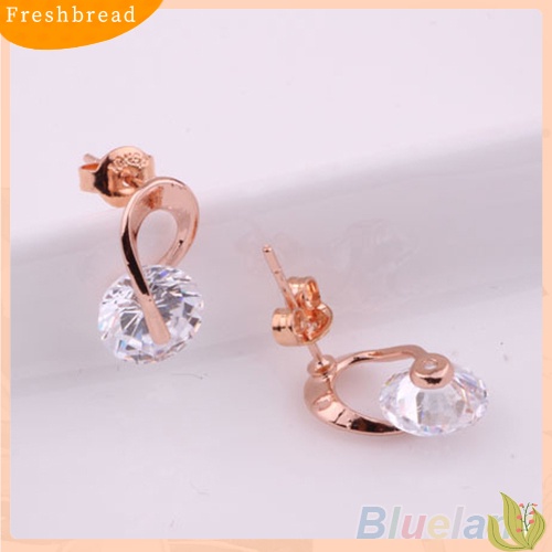 &lt; Freshbread &gt; Hadiah Perhiasan Wanita Mempesona Cubic Zirconia CZ Ear Studs Cocktail Earrings