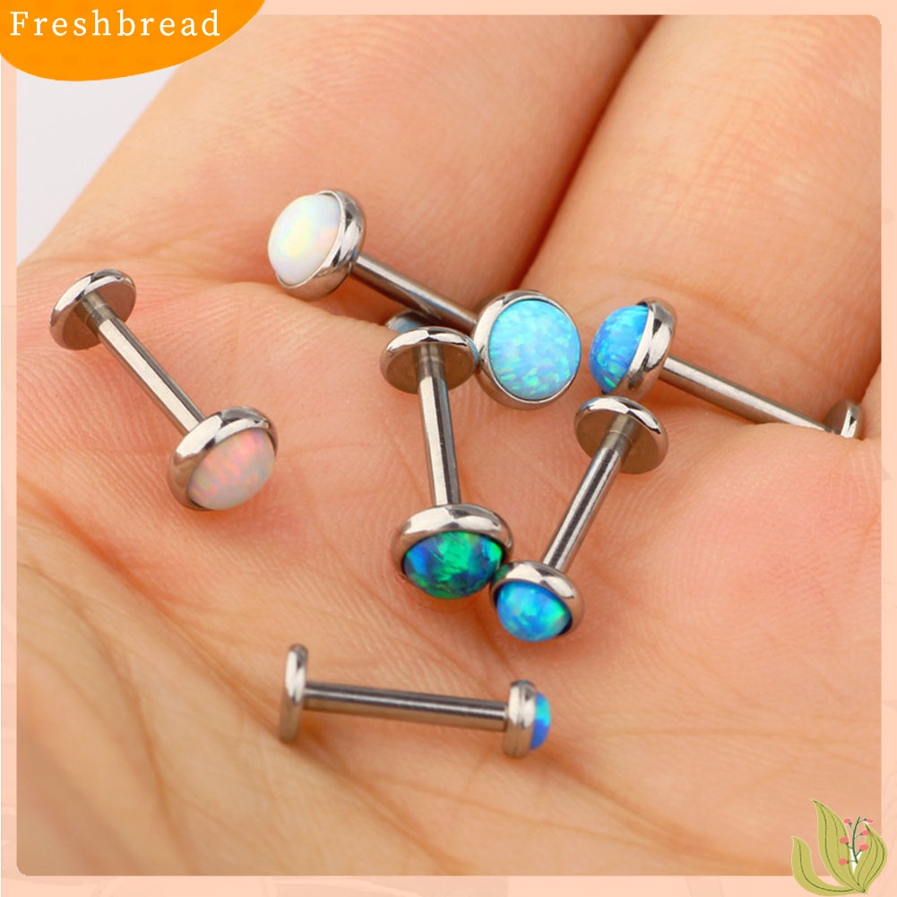 &lt; Freshbread &gt; 1Pc Pria Wanita Imitasi Opal Labret Bibir Cincin Telinga Stud Anting Perhiasan Tindik Tubuh