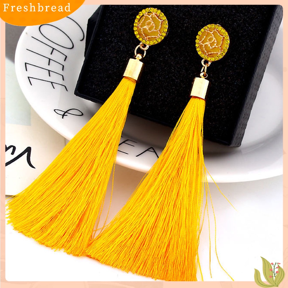 &lt; Freshbread &gt; Bohemian Etnik Bunga Panjang Rumbai Menjuntai Statement Earrings Wanita Perhiasan Hadiah