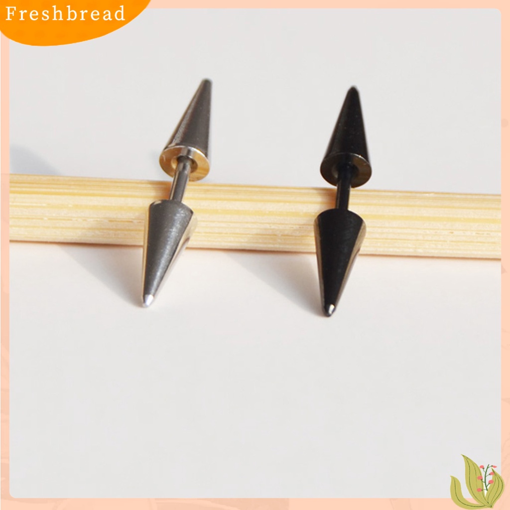 < Freshbread > 1pasang Stud Earring Pengerjaan Halus Wanita Aksesoris Portable Unisex Double Rivet Spike Earrings Untuk Pub