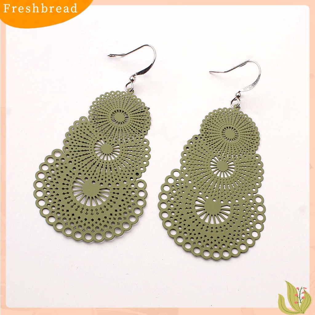 &lt; Freshbread &gt; 1pasang Anting Lady Bulat Hollow Out Liontin Vintage Anting Gantung Untuk Hadiah