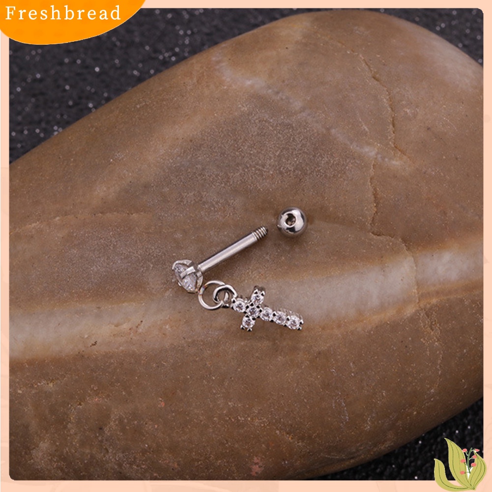 &lt; Freshbread &gt; 1Pc Wanita Bintang Bunga Cubic Zirconia Menjuntai Ear Stud Earring Perhiasan Tulang Rawan