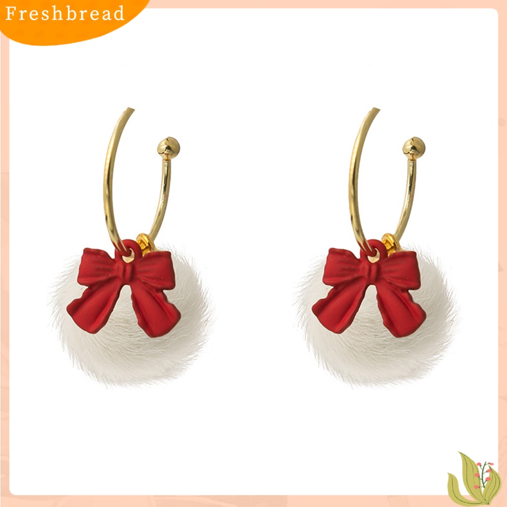 &lt; Freshbread &gt; 1pasang Anting Menjuntai Ikatan Simpul Manis Kupu-Kupu Hiasan Telinga Gaya Korea Kartun Kelinci Pompom Stud Earrings Untuk Pacaran