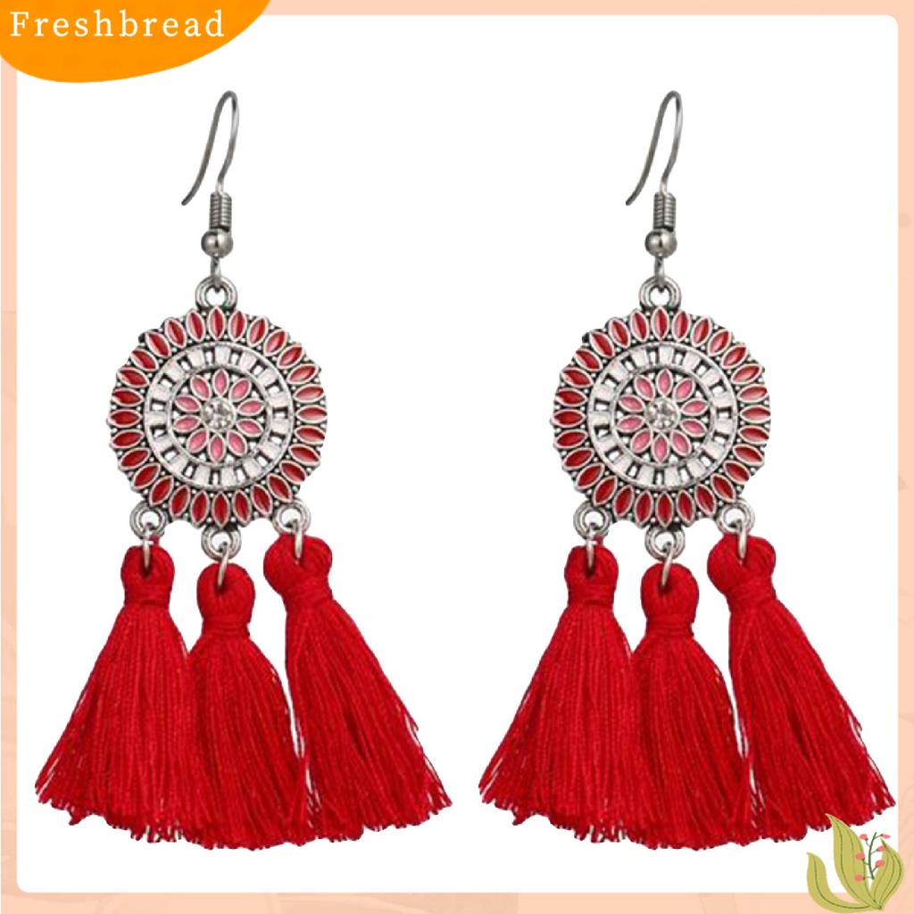 &lt; Freshbread &gt; Anting Bohemian Charming Look Alloy Bunga Matahari Rumbai Menjuntai Perhiasan Earrings Untuk Ulang Tahun