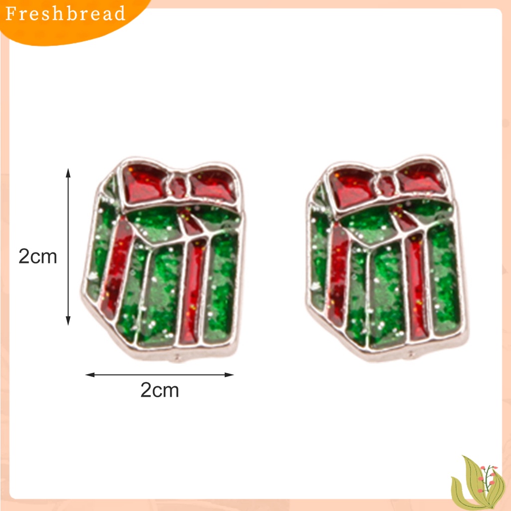 &lt; Freshbread &gt; 1pasang Anting Natal Santa Claus Wreath Aksesori Rusa Kaus Kaki Anting Menjuntai Untuk Natal