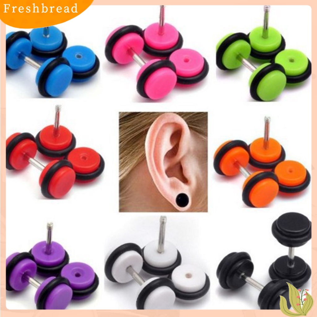 &lt; Freshbread &gt; 1Pc Stud Earring Mini Realistis Geometris All-match Anti Luntur Hias Hadiah Lady Gadis Bulat Barbel Telinga Stud Fashion Perhiasan Tindik Aksesoris