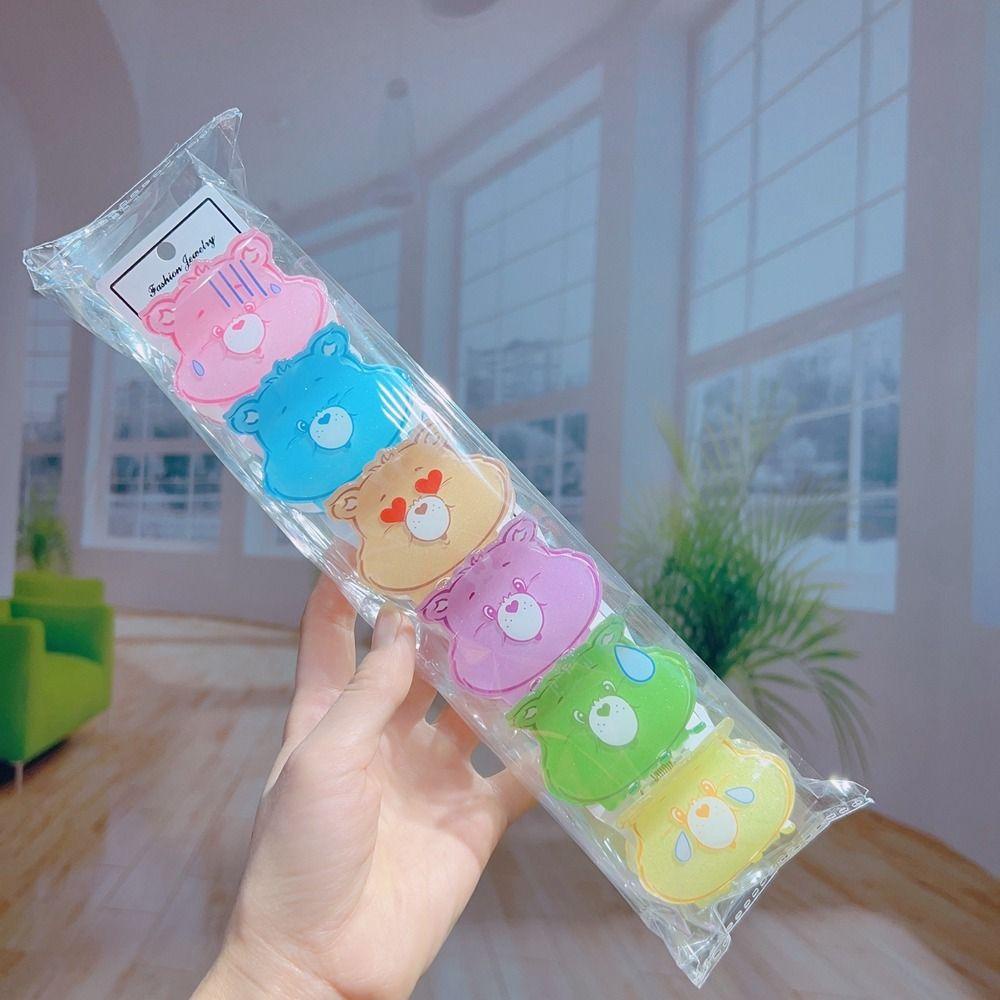 [Elegan] Carebears Hair Clip Kreatif Manis Jepit Rambut Beruang Pelangi Bentuk Geometris Beruang Kecil Aksesoris Rambut Perempuan