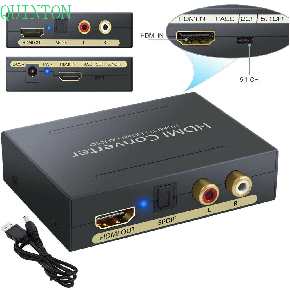 QUINTON 4K Audio Extractor 5.1CH Format RCA Adapter HDMI Converter Consumer Electronics 1080P Analog HDMI to SPDIF HDMI To HDMI+Audio Converter Splitter/Multicolor