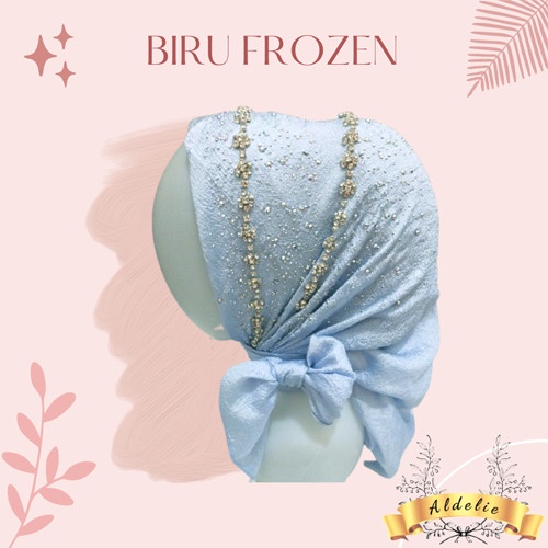 TERMURAH Kerudung Hijab Pesta Segi Empat Terlaris Glowing Mewah PayetPremium SB - Biru Frozen
