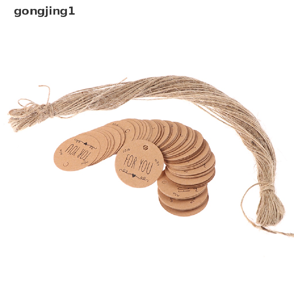 Ggg 100Pcs Hang Tag Kertas Kraft For you pattern Label Untuk Gift Tagging Paket Decor ID