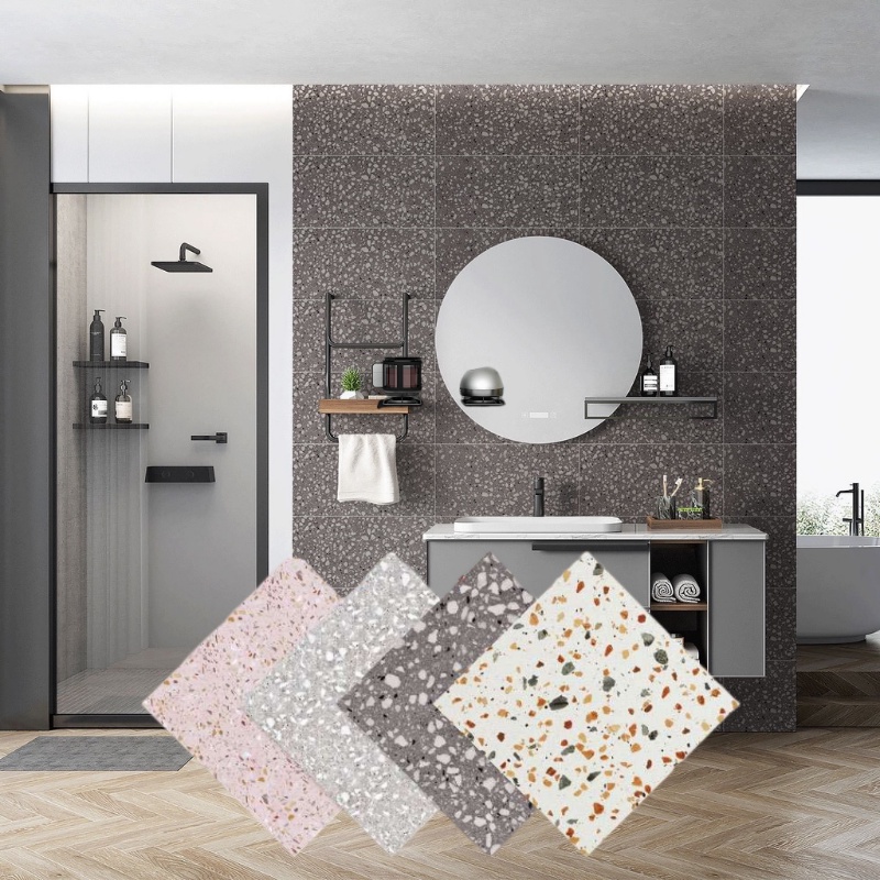 Self Adhesive Terrazzo Wallpaper Tahan Air Antifouling Stiker Dinding Removable Traceless Wastafel Top Decals Background Art DIY Dekorasi Untuk Dapur Kamar Mandi Hall