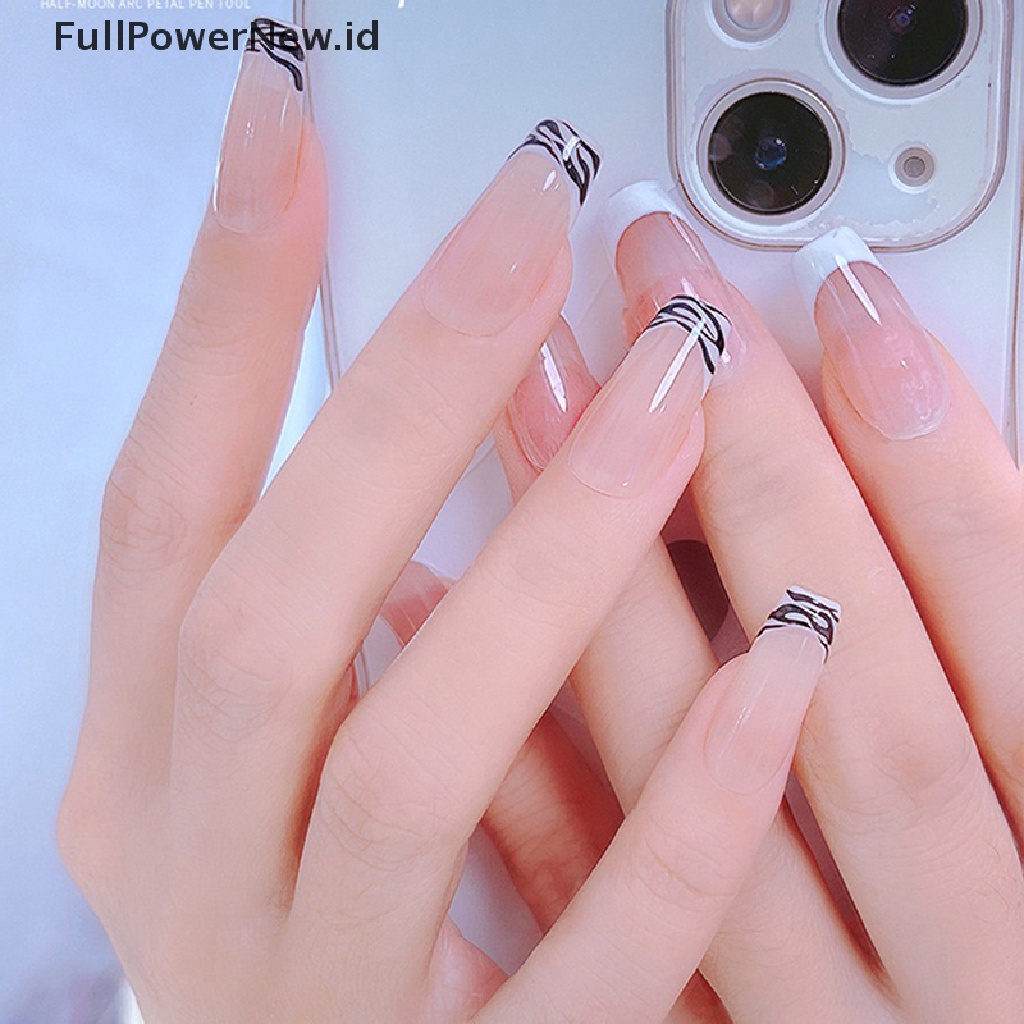 Power 1Pc Sikat Kuku Tip Prancis Bentuk Setengah Bulan UV Gel Akrilik Gambar Pager ID