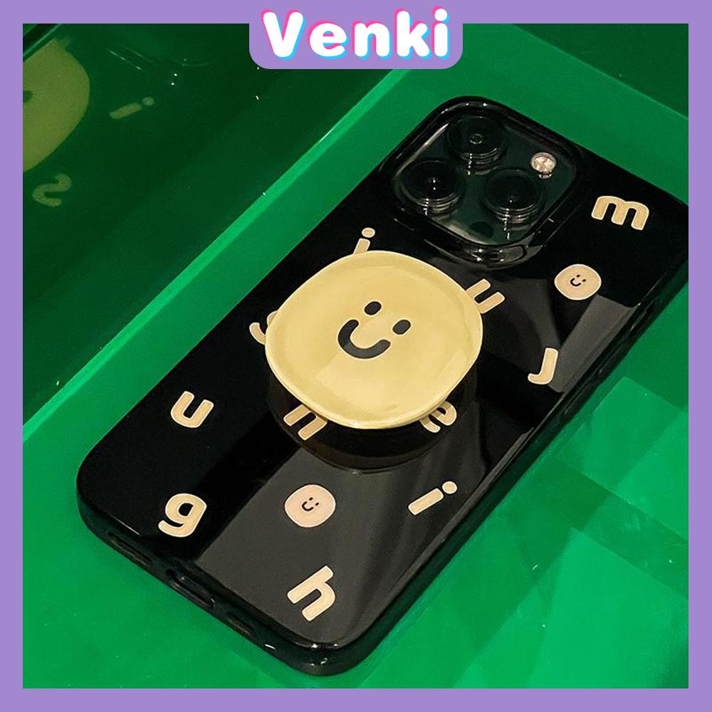 Case for iPhone 11 Soft TPU Glossy Black Candy Case Creative Yellow Letter and Smiley Back Cover Camera Protection Shockproof For iPhone 14 13 12 11 Pro Max 7 8 Plus X XR