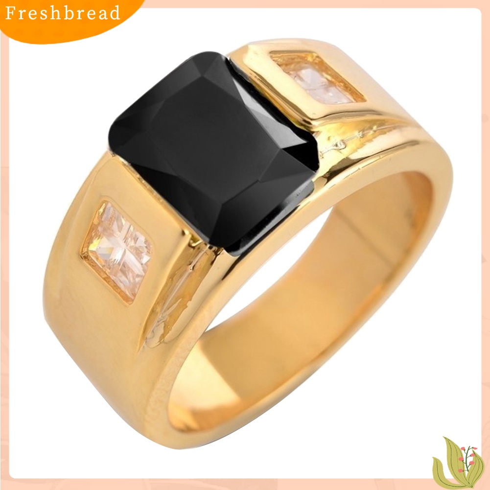 {In Stock} Pesta Pernikahan Pria Persegi Berlian Imitasi Bertatahkan Lebar Band Jari Cincin Perhiasan Hadiah