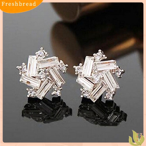 {In Stock} Kincir Angin Beruntung Wanita Berlian Imitasi Warna Perak Ear Stud Earrings Perhiasan Pesta