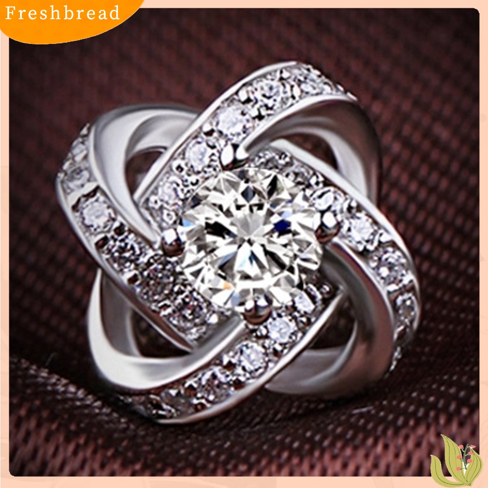 {In Stock} Fashion Perhiasan Wanita Perak Disepuh Telinga Stud Cubic Zirconia Berlian Imitasi Anting