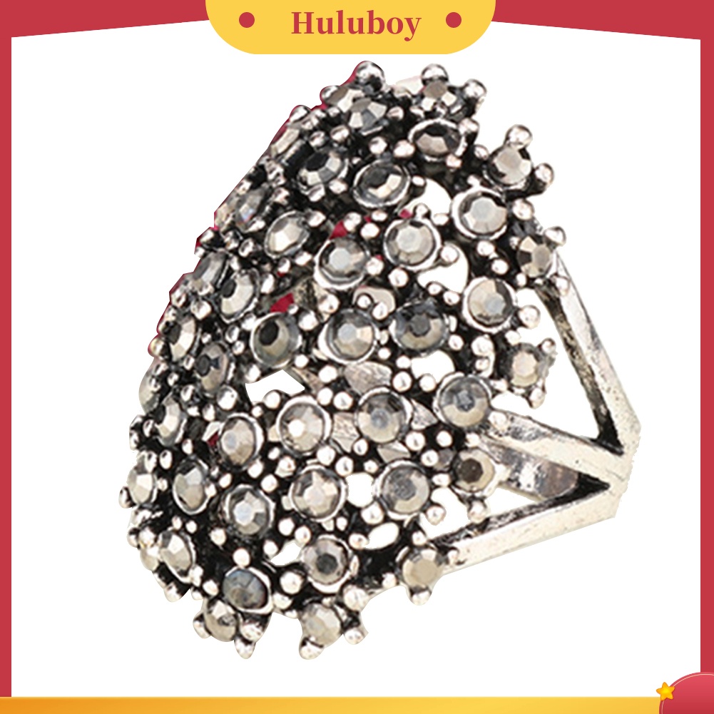 {Ready Stock} Mewah Oval Warna-Warni Berlian Imitasi Bertatahkan Wanita Jari Cincin Pesta Perhiasan Hadiah