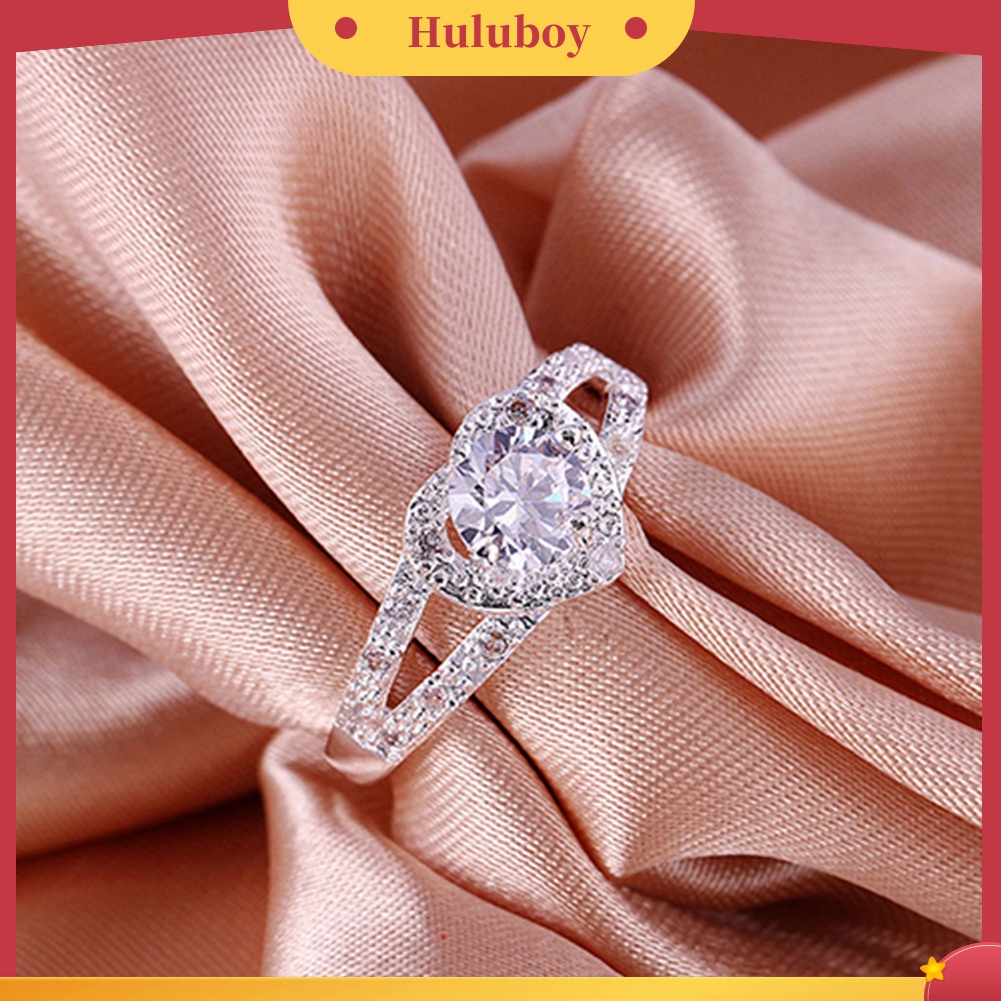 {Ready Stock} Wanita925 Sterling Silver Kristal Cinta Berbentuk Hati Cincin Pengantin Pernikahan Perhiasan