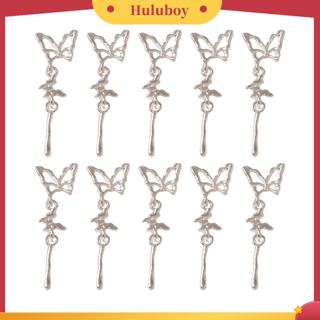 {In Stock} 10Pcs Nail Art Pendant Tiga Dimensi Ins Style Gloss DIY Tahan Karat Mid-length 3-bagian Kupu-Kupu Liontin Dekorasi Kuku Perlengkapan Kuku