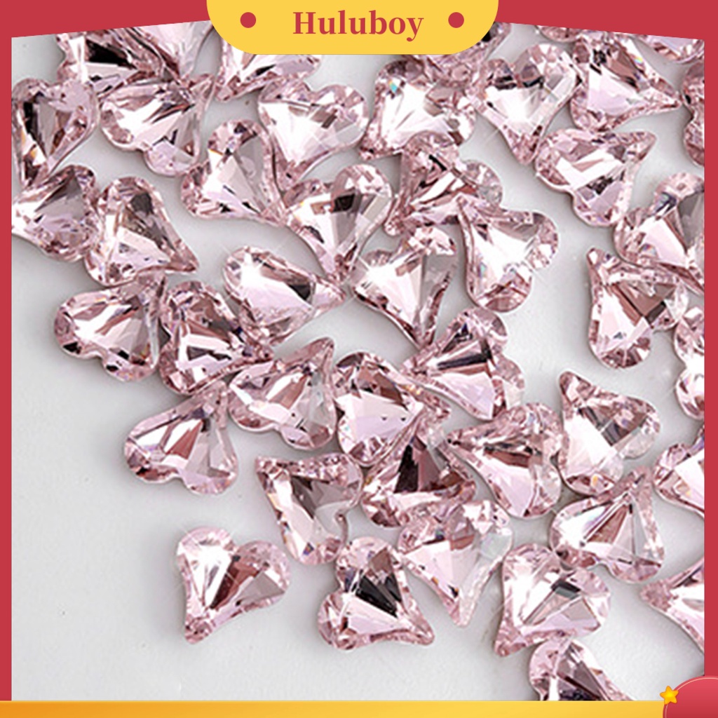 {In Stock} 20Pcs/Set Ornamen Kuku Mewah Kecerahan Tinggi Gloss Cinta Hati Manicure Desain Nail Rhinestone Untuk Salon
