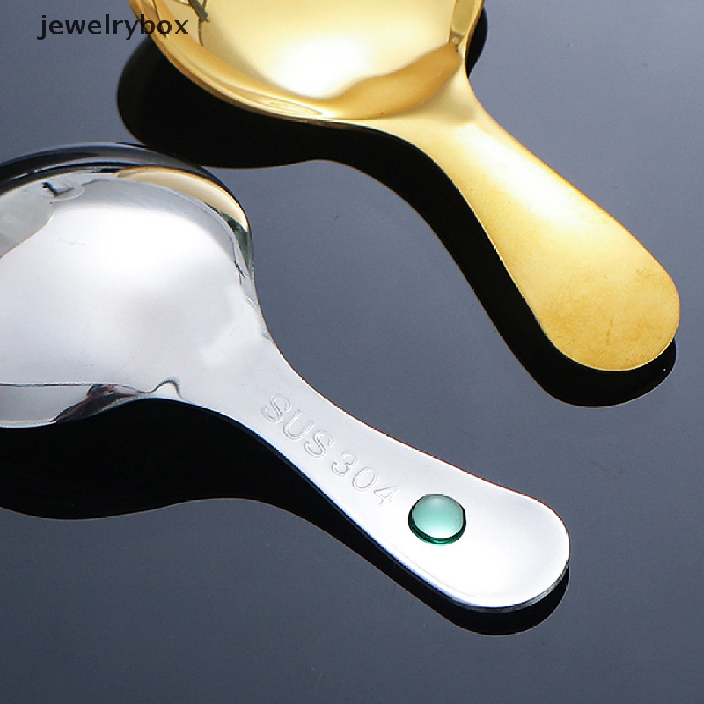 [jewelrybox] Lucu304stainless Steel Gagang Pendek Kepala Bulat Sendok Es Krim Dessert Spoon Butik