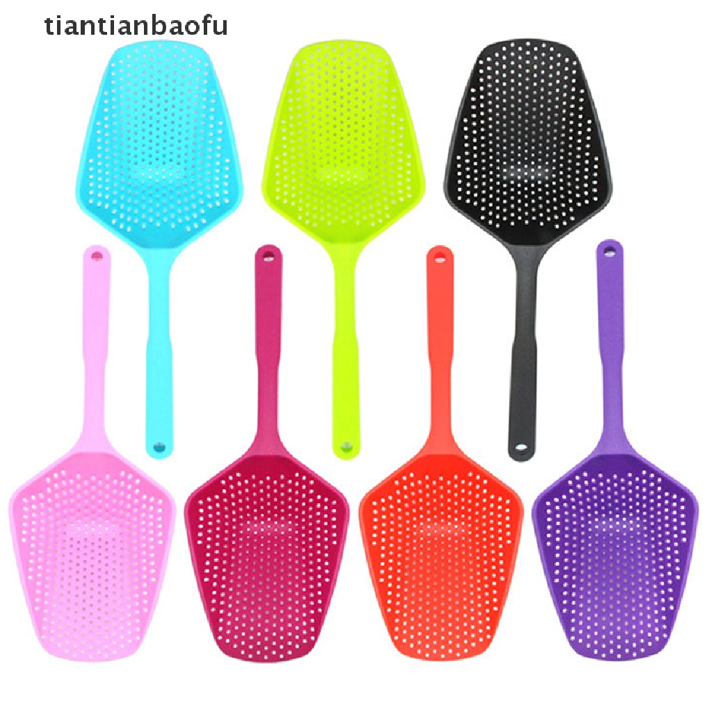 [tiantianbaofu] 1pc Sendok Sup Plastik Portabel Saringan Warna Warni Ladle Anti-Melepuh Skimmer Butik