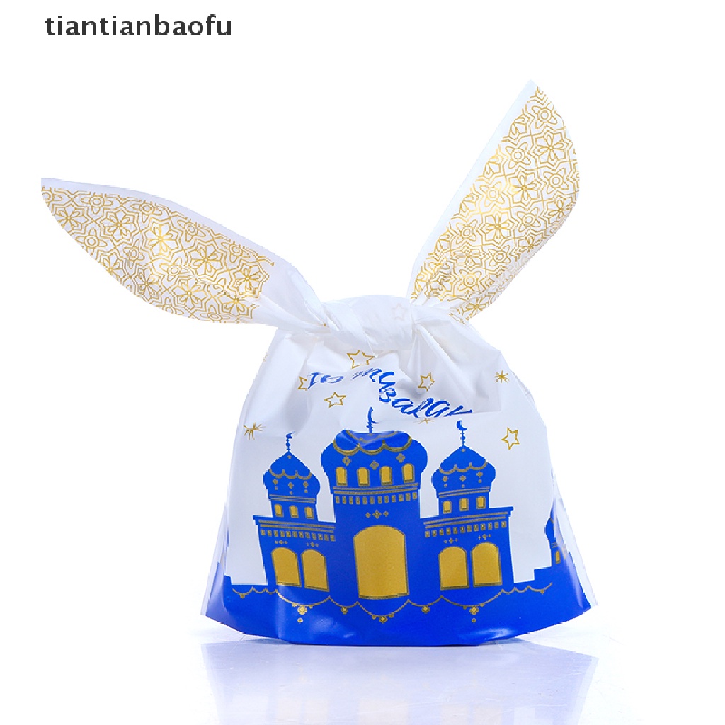 [tiantianbaofu] 50pcs Eid Mubarak Rabbit Ear Bags Candy Gift Bags Paket Festival Butik Ramadhan