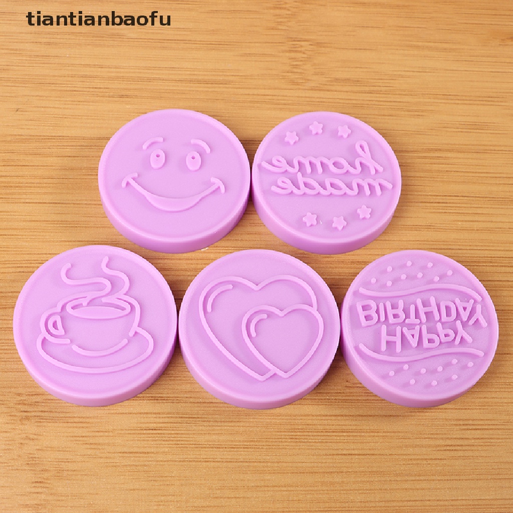 [tiantianbaofu] 6pcs/set Kartun Cookies Stamps Cetakan Plunger Coklat Fondant Kue Embosser Butik