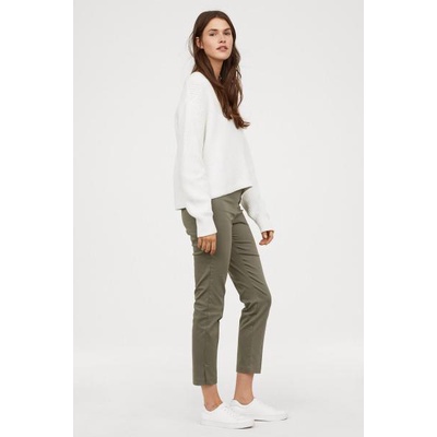 H&amp;M Celana Wanita Super Stretch Khaki Green Slim Fit Ankle Pants Cigarette Trousers Original Slack