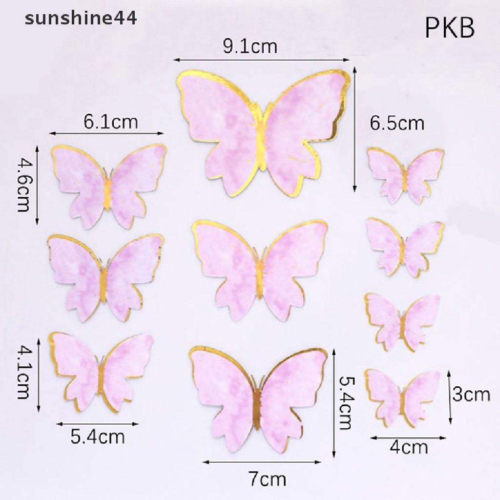 Sunshine 10Pcs Butterfly Cake Toppers Happy Birthday Hiasan Kue Dekorasi Pesta Pernikahan ID