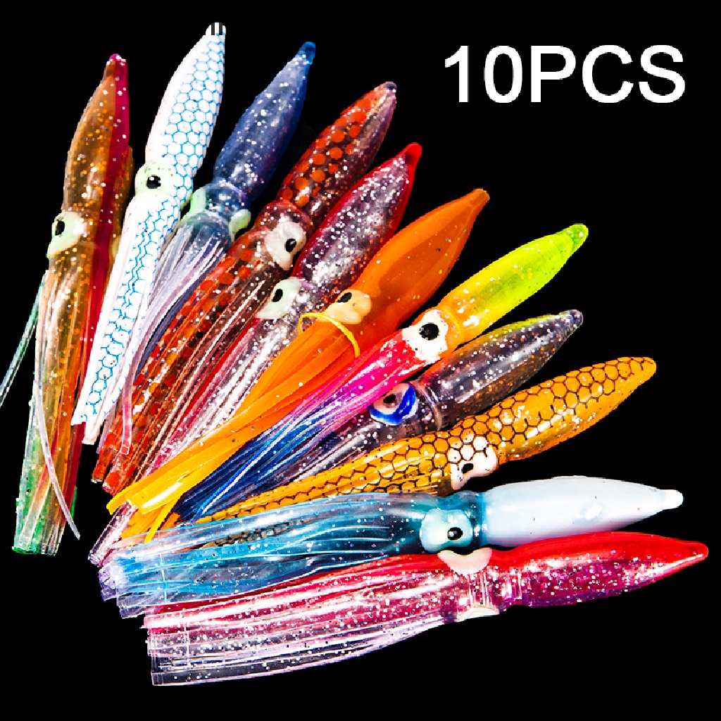 (hot) 10 Pcs 8 cm Soft Lure Squid Umpan Buatan Umpan Gurita Tuna Ikan Layar Umpan//