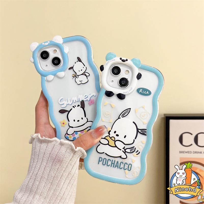 IPHONE Casing Kompatibel Untuk Iphone14 13 12 11 Pro Max X Xr Xs Max7 8 6 6s Plus SE Ins Cute Puppy Phone Case Wavy Little Monster Frame Lensa Anti Gores Bening Soft Case Cover Pelindung