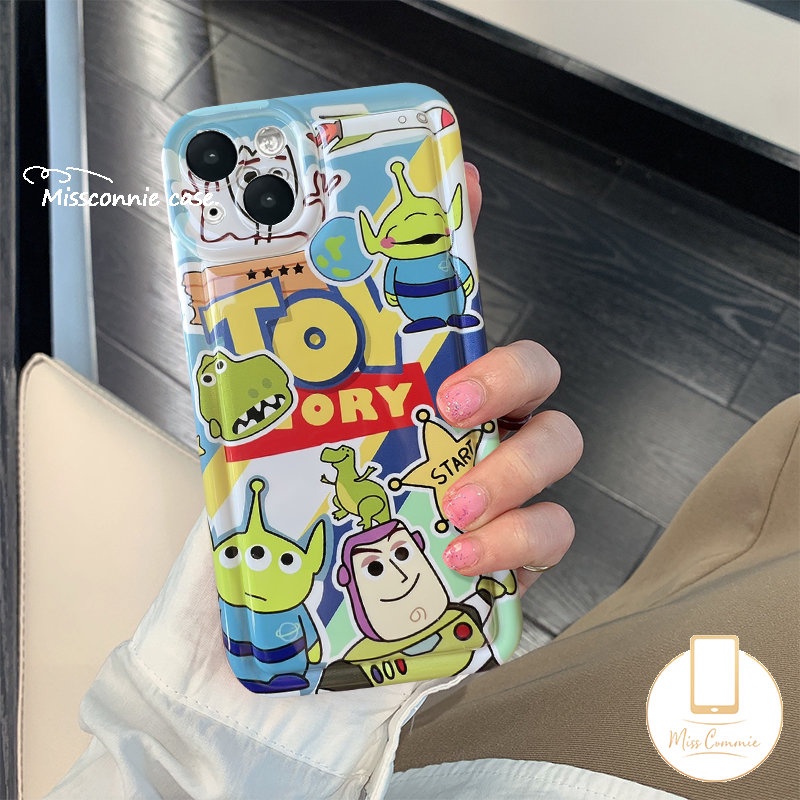 Kartun Toy Story Cute Strawberry Bear Phone Case Kompatibel Untuk IPhone 7Plus 11 14 13 12 Pro MAX XR 6 6S Plus X XS MAX Lovely Buzz Lightyear Alien Shockproof Airbag Cases Cover