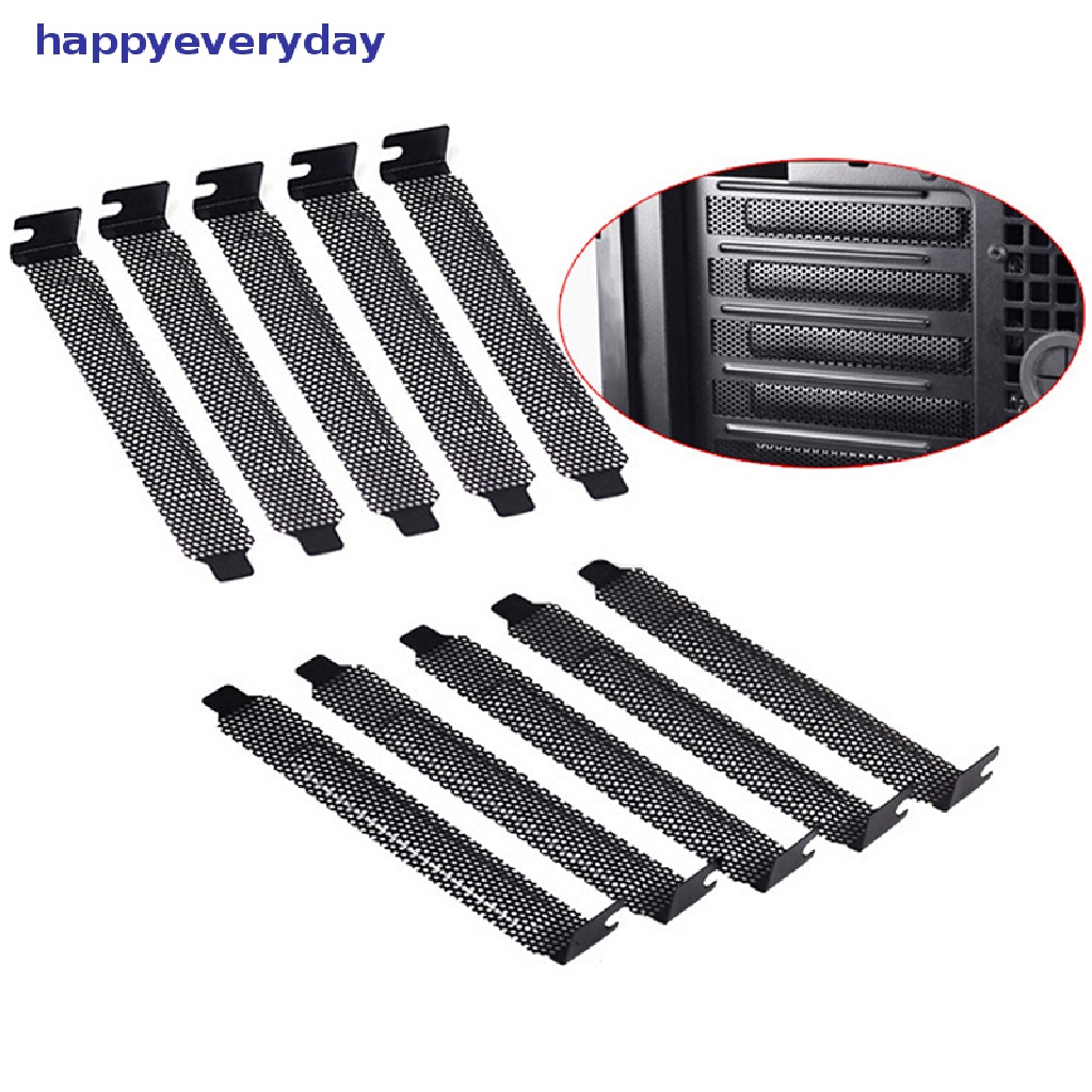 [happy] 10pcs Baru Hitam PCI slot Penutup filter Debu blanking plate Baja Keras [ID]