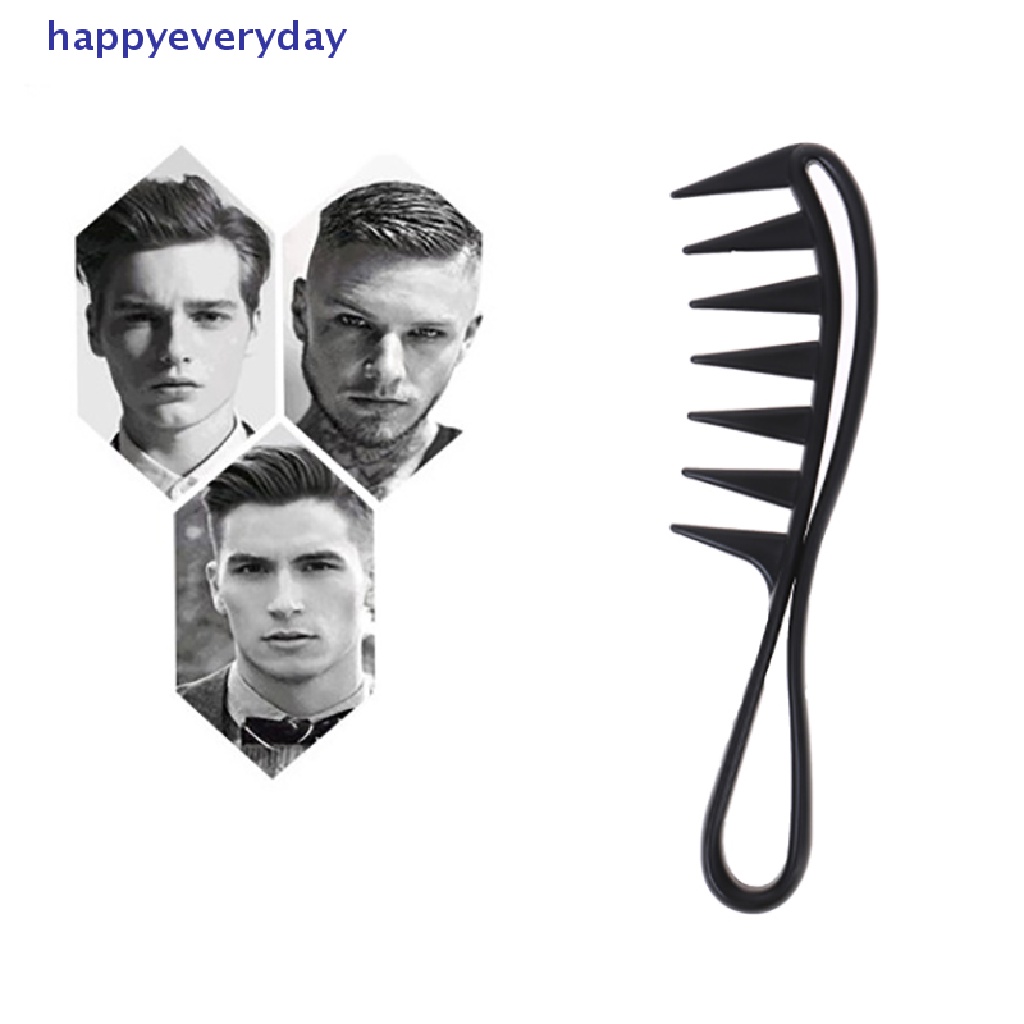 [happy] Hiu Jumbo Gigi Lebar Hitam Handle Grip Sisir Rambut Pria Hairdressing Teeth Comb [ID]