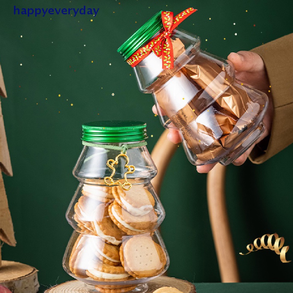 [happy] Kotak Hadiah Gagang Natal Bening Manis Toples Permen Coklat Snack Packing Xmas [ID]