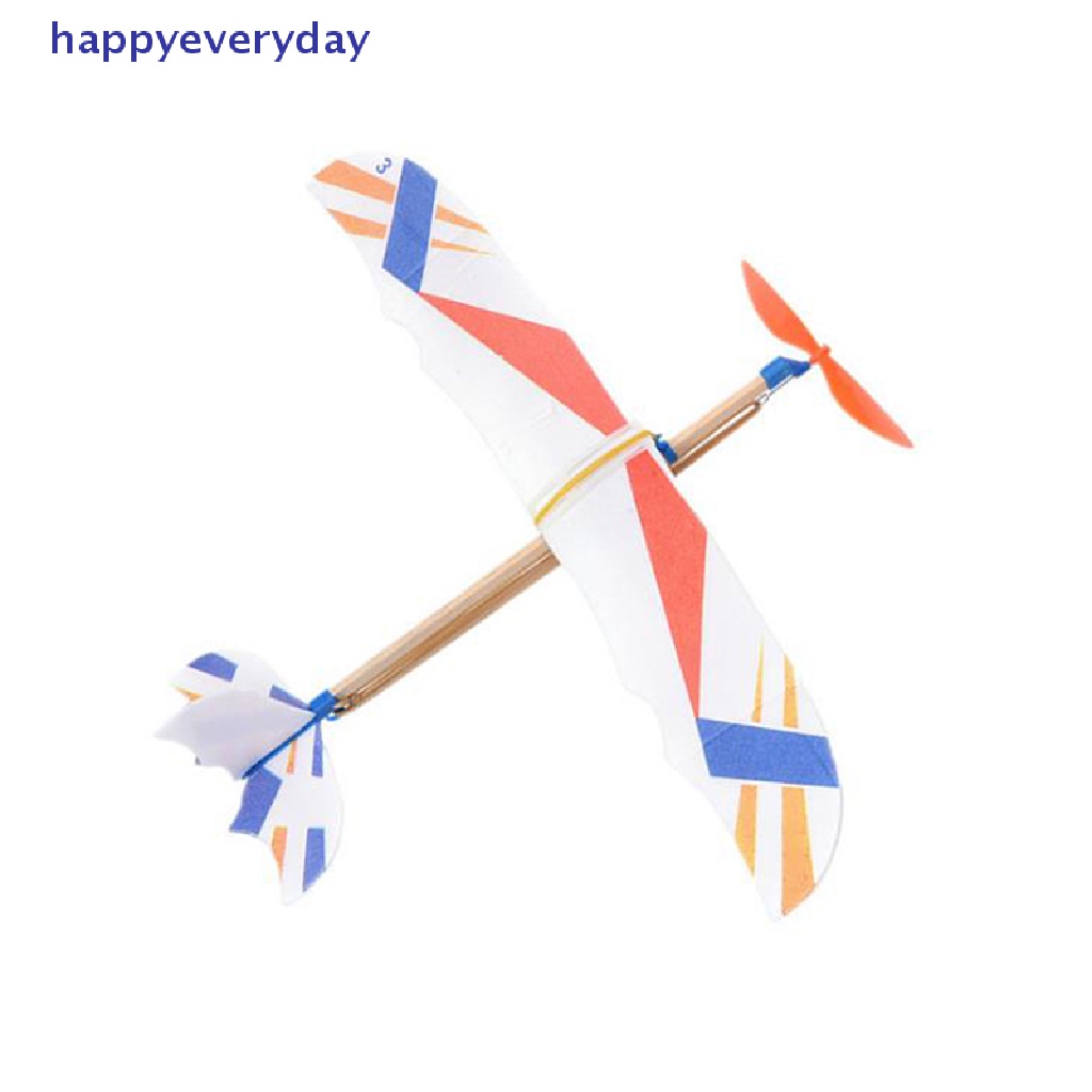 [happy] Karet Gelang Elastis Bertenaga Pesawat Glider Flying Plane Pesawat DIY Mainan Anak [ID]