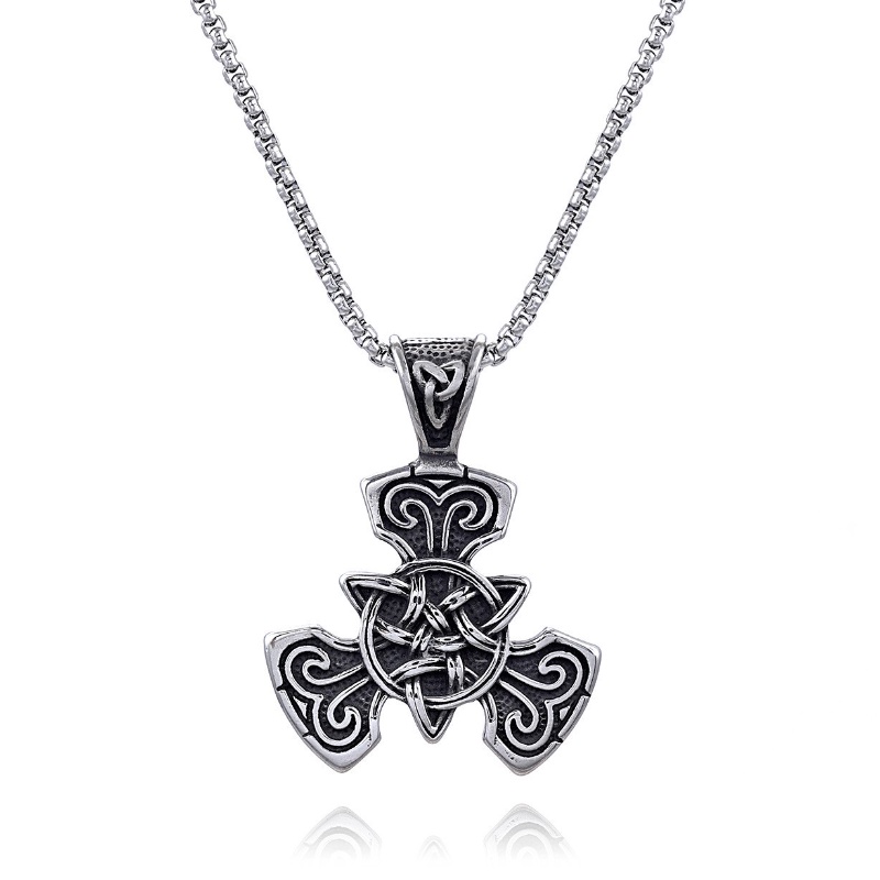 [X C Kalung] Baru Perak Hip Hop Punk Vintage Viking Koleksi Celtic Twist Pendant Kalung Untuk Pria Dan Wanita Hadiah Liburan Perhiasan